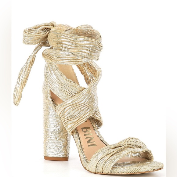 Gianni Bini Gold Strappy Heels sandals - Picture 11 of 13